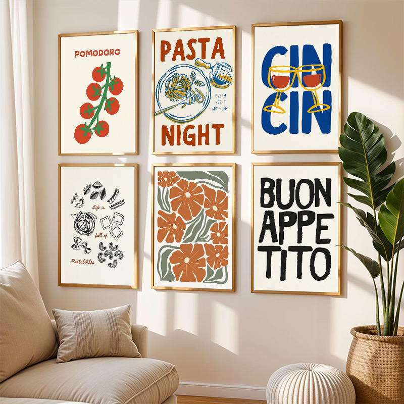Resin Art Quote - Retro İtalyan Mutfağı Elmas Posteri Makarna